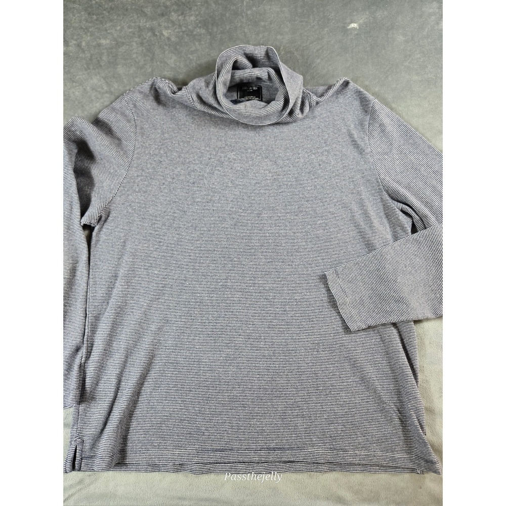 Todd Snyder Sweater Men's Large Grey Striped Lightweight Turtleneck Cotton